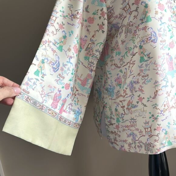 Natori Kimono Asian Motif Pajama Top Mandarin Collar Intimates Long Sleeve Small - Picture 5 of 11